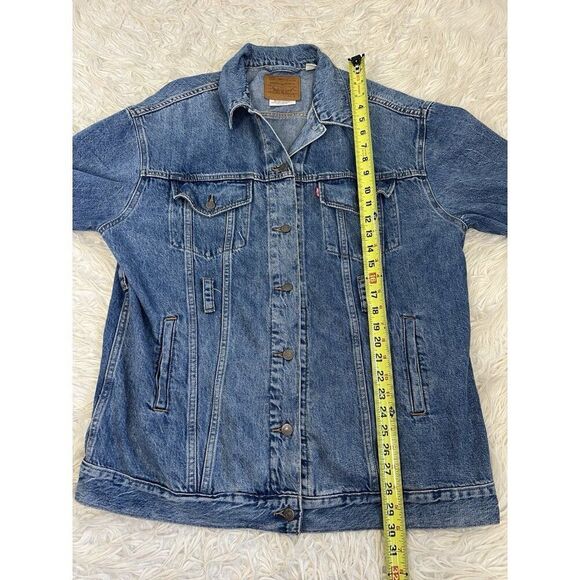 Levi's Premium Men’s Original Dark Blue Denim Trucker Jean Jacket Size Small - Picture 4 of 10